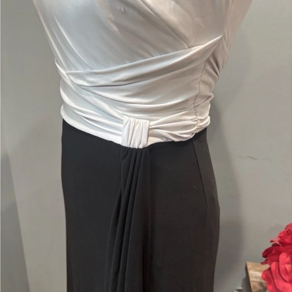 Ralph Lauren Black White Maxi Dress Size 2 Colorblock Formal Evening Gown - Picture 3 of 7